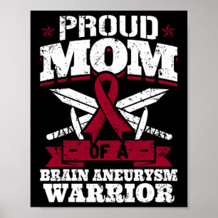 Proud Mom Of A Brain Aneurysm Warrior Awareness Ri Poster