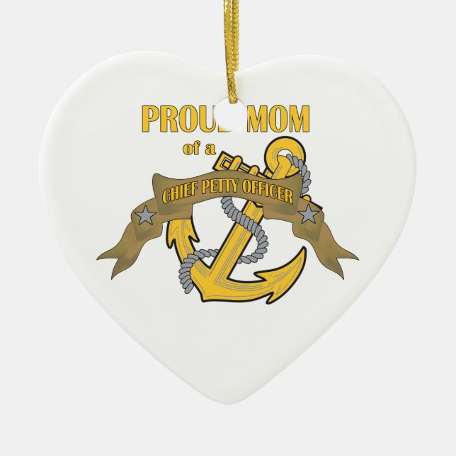 Proud Mom of a Chief Petty Officer Ceramic Ornament (Front)