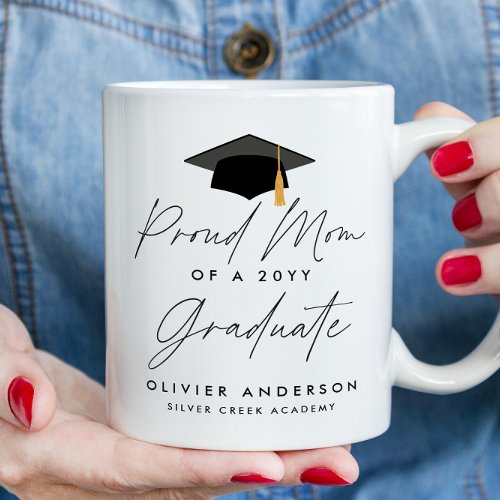 Proud mom of a class of 2022 graduate script mug