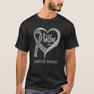 Proud Mom Of A Diabetes Warrior Ribbon Heart Premi T-Shirt