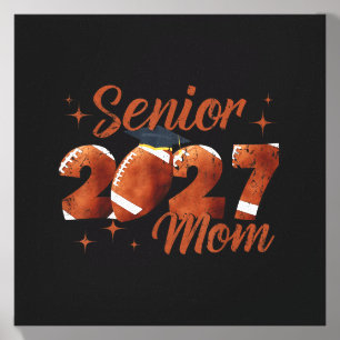 Proud Mom Of A Football Senior 2027 Cute Heart Canvas Photo Tile
