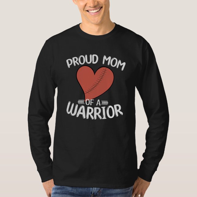 Proud Mom of a Heart Warrior CHD Surgery CHD Aware T-Shirt (Front)