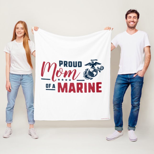 Proud Mom of a Marine - Color Fleece Blanket (In Situ)