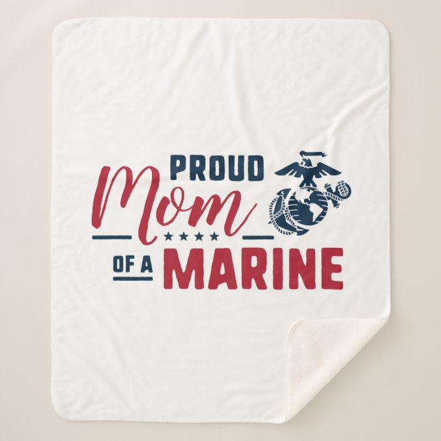 Proud Mom of a Marine - Color Sherpa Blanket (Front)