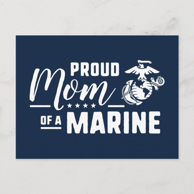 Proud Mom of a Marine - White Holiday Postcard (Front)