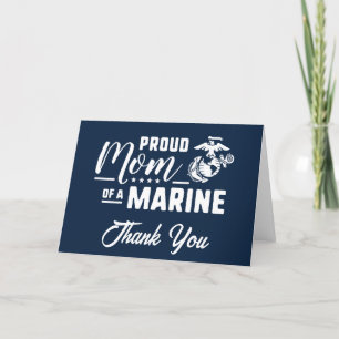 Proud Mom of a Marine - White Letterpress Thank You Card