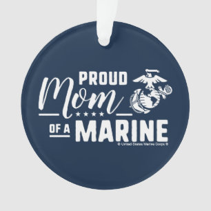 Proud Mom of a Marine - White Ornament