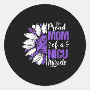 Proud Mom Of A Nicu Miracle Sunflower Prematurity Classic Round Sticker