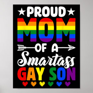 Proud Mom Of A Smart Gay Son Lgbtq Pride Flag Moth Poster