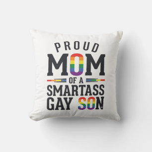 Proud Mom of a Smartass Gay Son Vintage Shirt Desi Throw Pillow