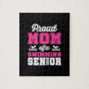 Proud Mom Of A Swimming Senior 2021 Swimmer Swim Jigsaw Puzzle