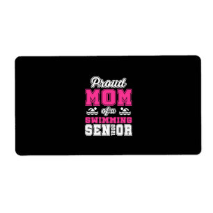 Proud Mom Of A Swimming Senior 2021 Swimmer Swim Label