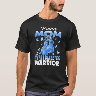 Proud Mom Of A T1D Warrior Awareness Boxing Gloves T-Shirt