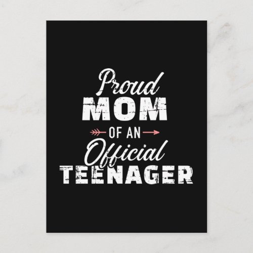 Proud mom of a teenager 13th birthday postcard