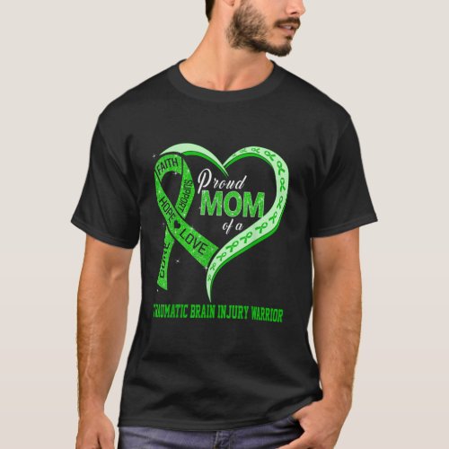 Proud Mom Of A Traumatic Brain Injury Warrior Ribb T_Shirt