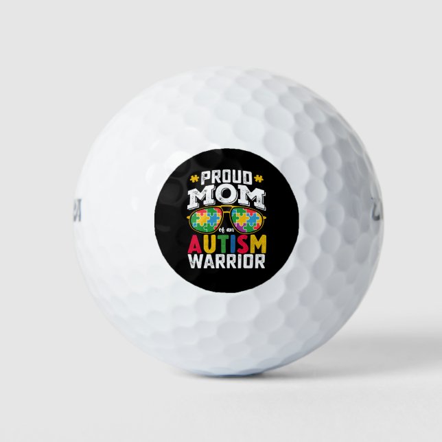 Proud Mom Of An Autism Warrior Family Golf Balls (Front)