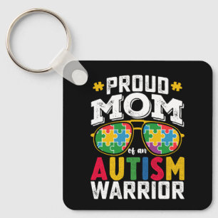 Proud Mom Of An Autism Warrior Family Keychain