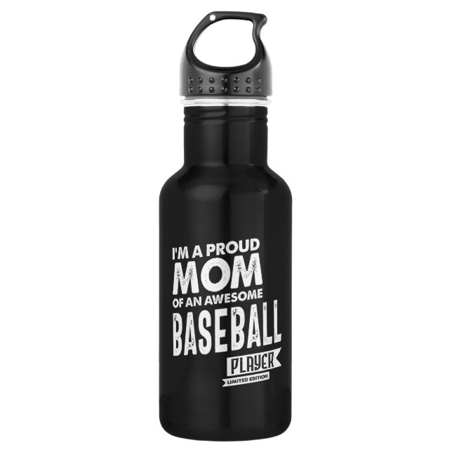 Proud Mom Of an Awesome Baseball Player Stainless Steel Water Bottle (Front)