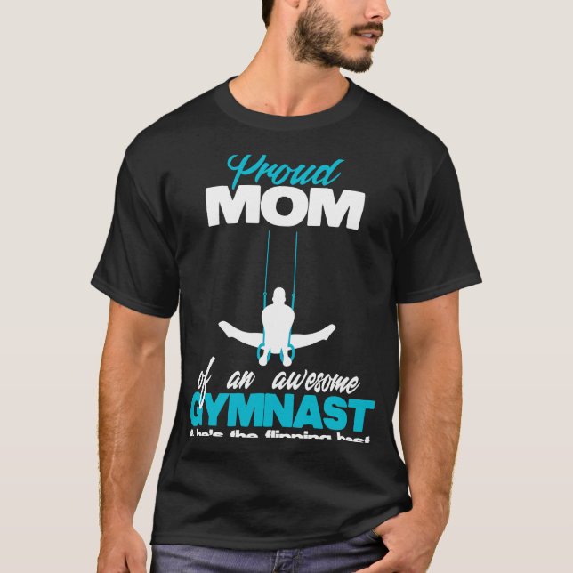 Proud Mom of an Awesome Boy Gymnast Rings Competit T-Shirt (Front)