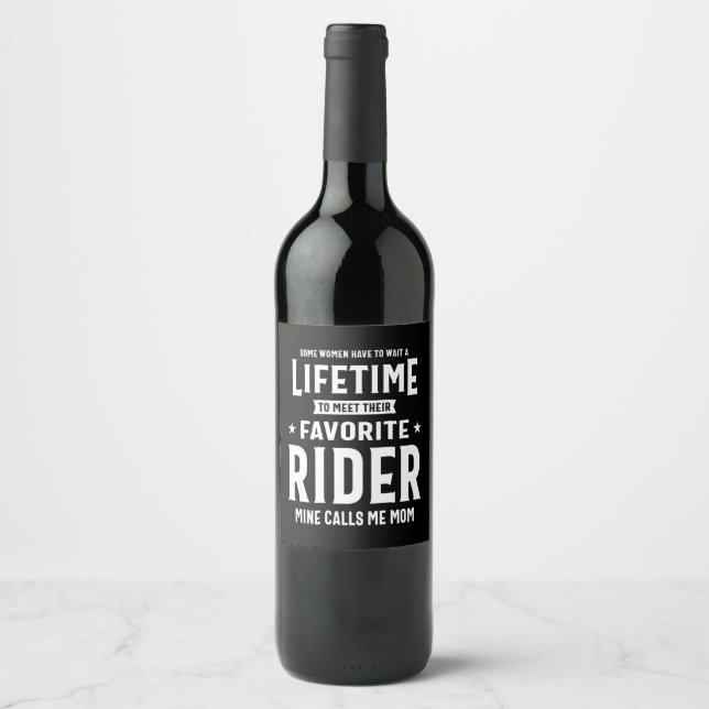 Proud Mom Of An Awesome Rider Player Wine Label (Front)