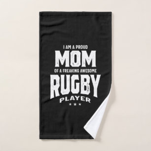 Proud Mom Of An Awesome Rugby Player Hand Towel