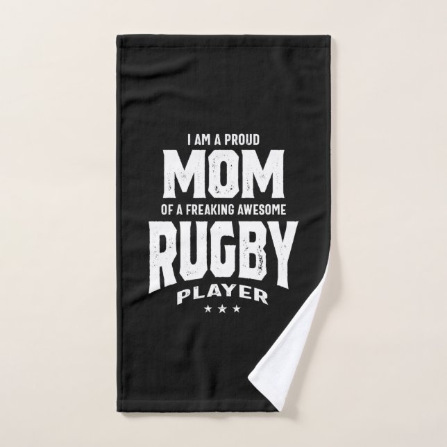 Proud Mom Of An Awesome Rugby Player Hand Towel (Hand Towel)