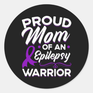 Proud Mom Of An Epilepsy Warrior Epilepsy Awarenes Classic Round Sticker