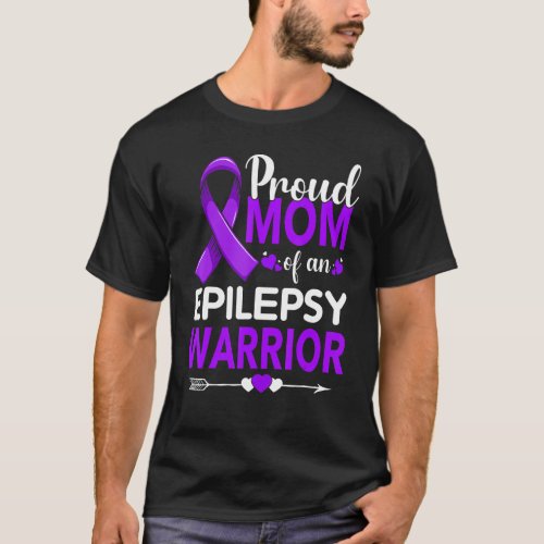 Proud Mom Of An Epilepsy Warrior Purple Ribbon T_Shirt