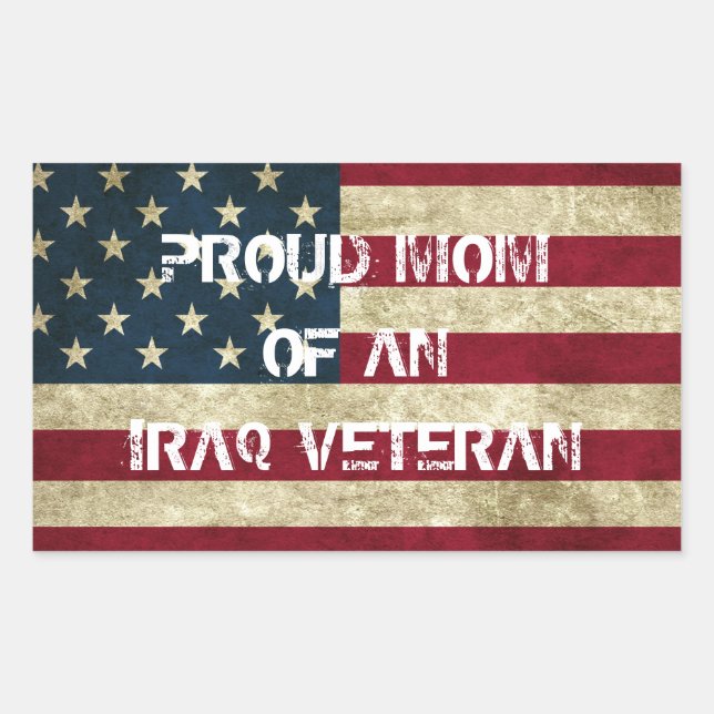 Proud Mom of an Iraq Veteran Sticker (Front)