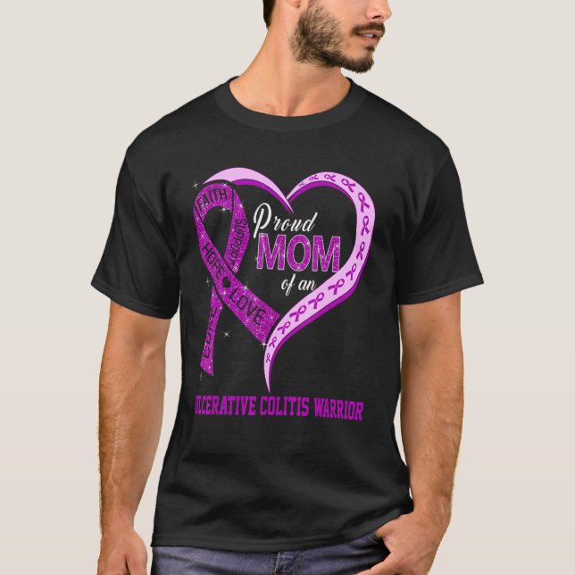 Proud Mom Of An Ulcerative Colitis Warrior Ribbon  T-Shirt (Front)