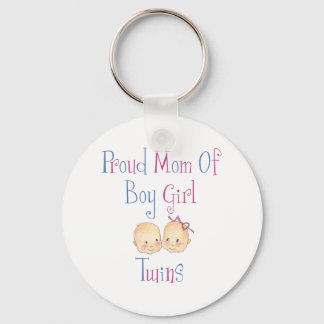 Proud Mom Of Boy Girl Twins Keychain