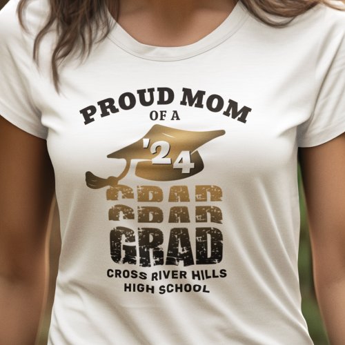 Proud Mom of Grad Black Gold T_Shirt