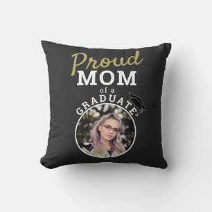 Proud Mom of Graduate Graduation Cap Photo Throw Pillow