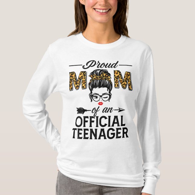 Proud Mom of Officialnager Leopard Print 13th Birt T-Shirt (Front)