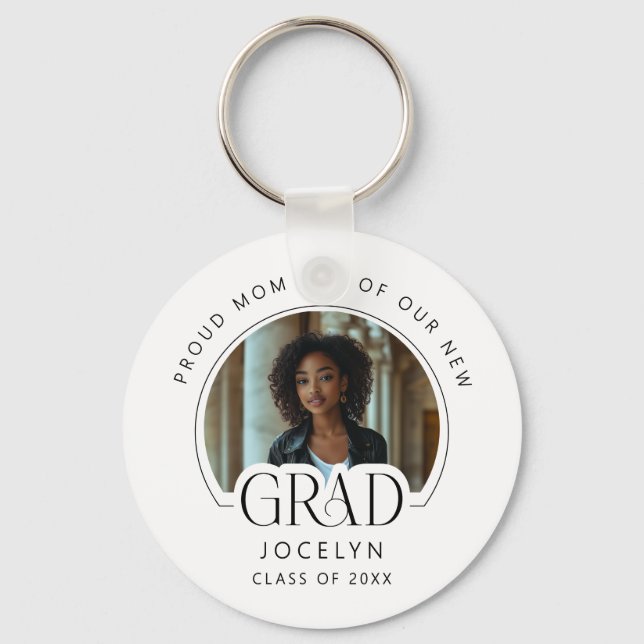 Proud Mom of our Grad Photo Keepsake Keychain (Front)