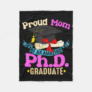 Proud mom of phd graduate ph shirt family fleece blanket