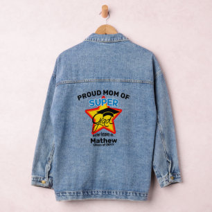 Proud Mom of Super Grad-Editable Text  Denim Jacket