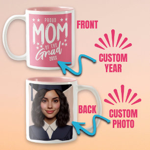 Proud Mom of the Grad Custom Year and Photo Two-Tone Coffee Mug