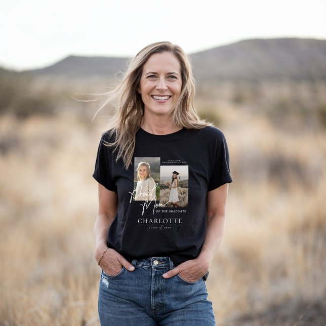 Proud Mom of the Graduate Script Photo Keepsake Tri-Blend Shirt (Proud Mom of the Graduate Script Photo Keepsake Tri-Blend Shirt)