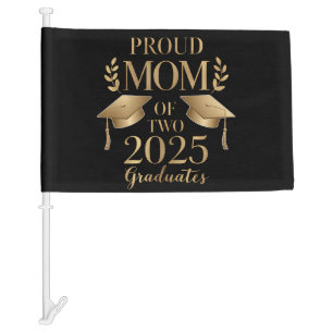 Proud Mom of Two 2025 Graduates Graduate Twins Car Flag