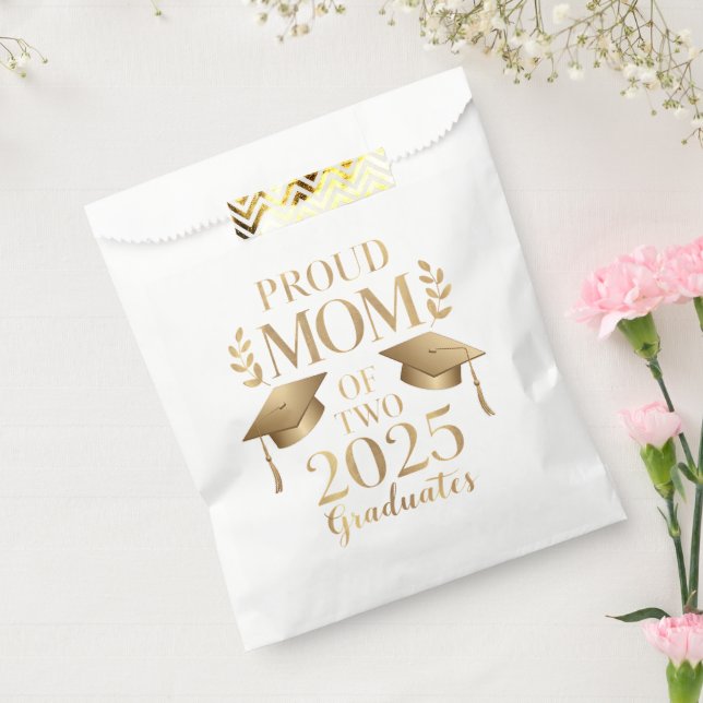 Proud Mom of Two 2025 Graduates Graduate Twins Favor Bag (Sealed)