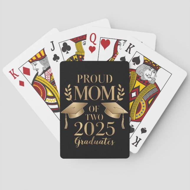Proud Mom of Two 2025 Graduates Graduate Twins Poker Cards (Back)