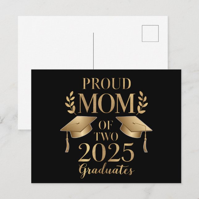 Proud Mom of Two 2025 Graduates Graduate Twins Postcard (Front/Back)