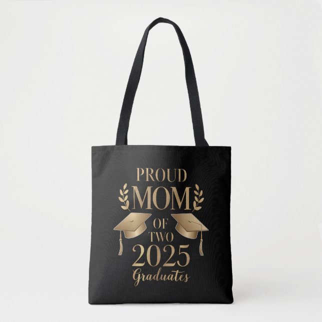 Proud Mom of Two 2025 Graduates Graduate Twins Tote Bag (Front)