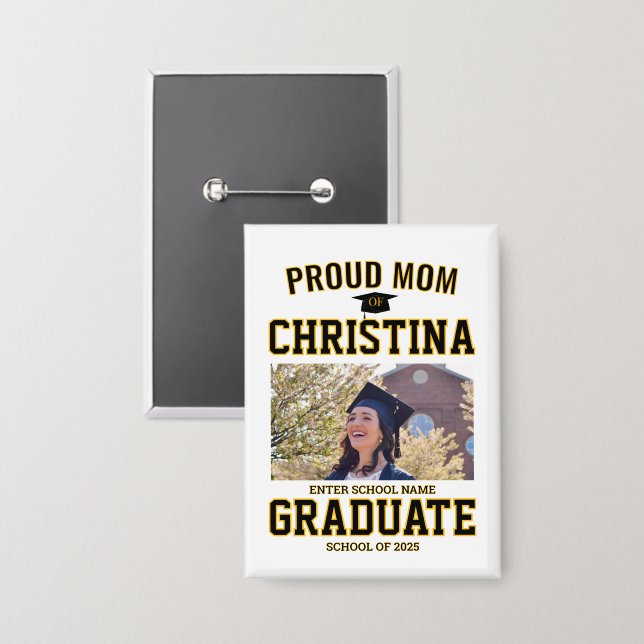 Proud mom parent of student of class of 2025 button (Front/Back)