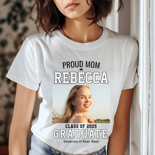 Proud Mom Photo Graduate Parent Custom T-Shirt (Creator Uploaded)
