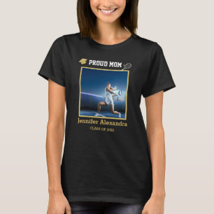 Proud Mom Photo Tennis player Black Gold Graduate T-Shirt
