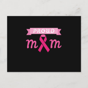 Proud Mom Pink Ribbon Breast Cancer Awareness Announcement Postcard