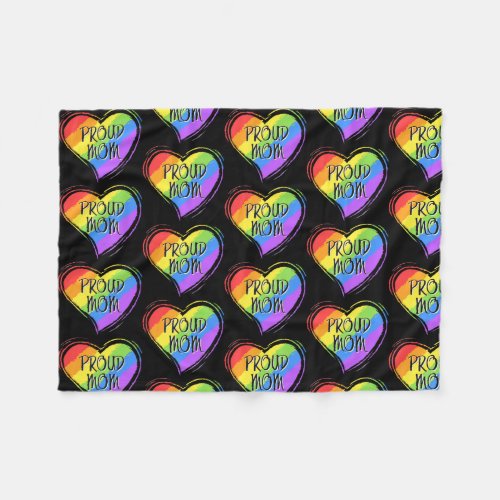 Proud Mom Rainbow Flag Gay Pride Month Support  Fleece Blanket