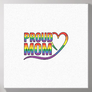 Proud Mom Rainbow Heart Vintage Engraving Design_1 Canvas Photo Tile